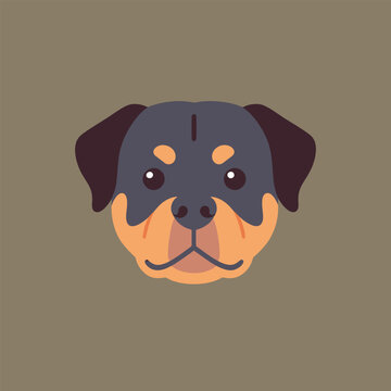 Adorable rottweiler dog head with friendly cartoon expression