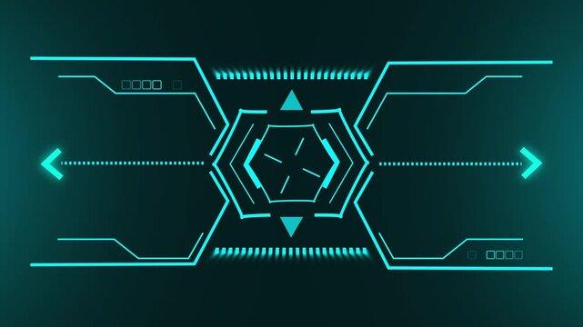 Futuristic geometric design with glowing hexagonal shapes against dark background. Futuristic geometric design animation for technology themes. Futuristic geometric design visual for digital projects