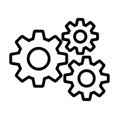 Fototapeta premium Vector design featuring three interlocking gears of varying sizes in a minimalist style