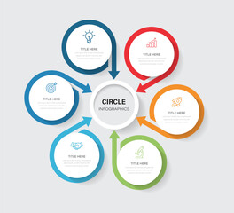 Obraz premium Business circle chart Infographic template with arrow with cycle diagram. Circular arrows with 4 steps, options. 