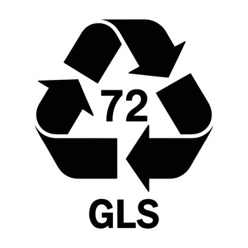 Vector of mobius loop with the number 72 and gls text in the middle.