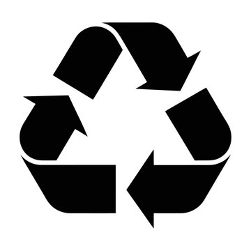 Simple recycle vector symbol with three arrows forming a triangle shape