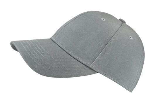 1 Grey Basecap isolated on transparent background PNG cut out