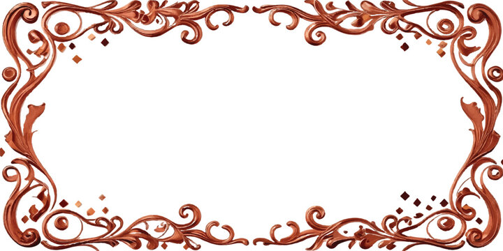 Vintage gold and red floral border design featuring ornate baroque ornaments and vector swirls for a decorative wedding invitation card or elegant art decor element