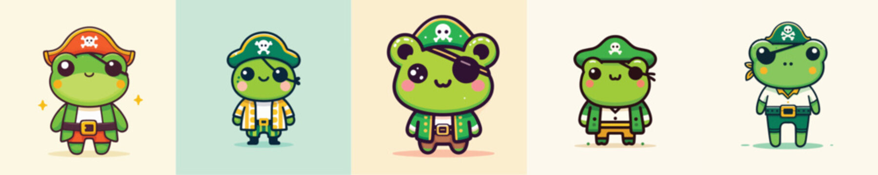 cute frog vector in pirate costume