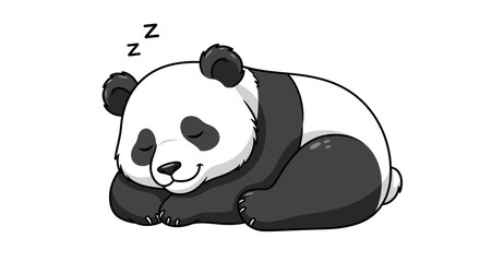 Sleeping panda bear curled up tight. © Asbutyy