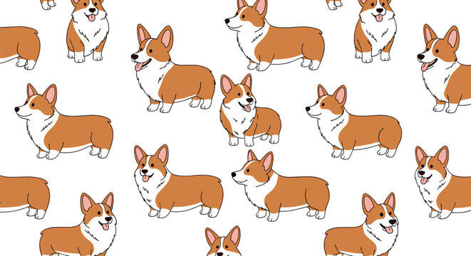Adorable Corgi Dog Pattern Vector Cute Corgi Puppy Illustration Design