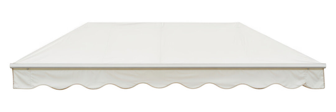 White fabric canopy with scalloped edge white canopy awning outdoor shelter isolated on a transparent background
