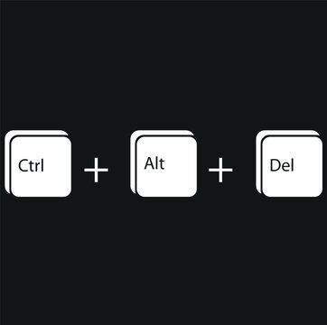 Ctrl, Alt, Del key symbol. Small thumbnail image isolated on a white background.