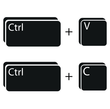 Ctrl V Ctrl C key symbol. Thumbnail image isolated on a white background.