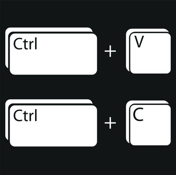Ctrl V Ctrl C key symbol. Thumbnail image isolated on a white background.