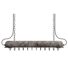 Rustic industrial style hanging light fixture. © Ilie