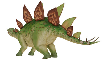 Green Stegosaurus model with spiked plates. © Ilie