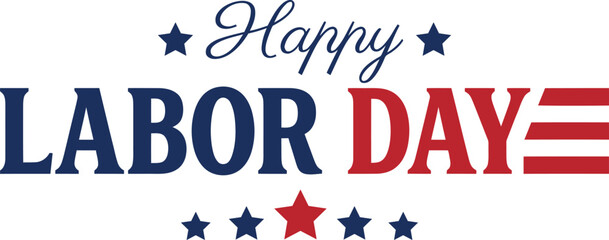Happy labor day greeting with stars on white background © firoz