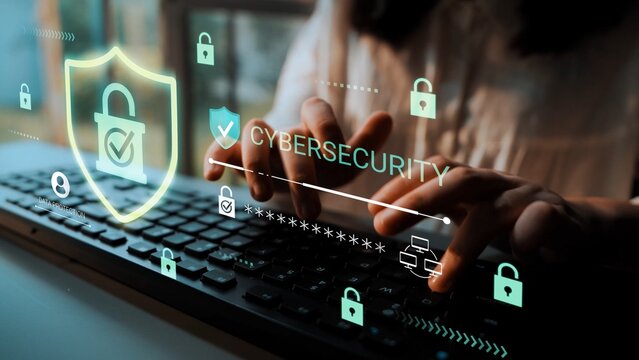 Cybersecurity Protection and Online Safety Concept with Digital Padlock and Secure Data Management on Keyboard in Modern Workspace Gluon.
