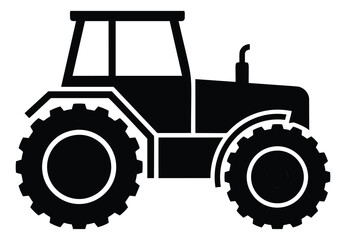 Obraz premium Silhouette illustration of a farm tractor depicting agricultural machinery for farming and rural design