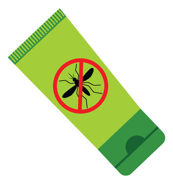 Flat illustration of insect repellent tube depicting mosquito protection cream for outdoor and health design