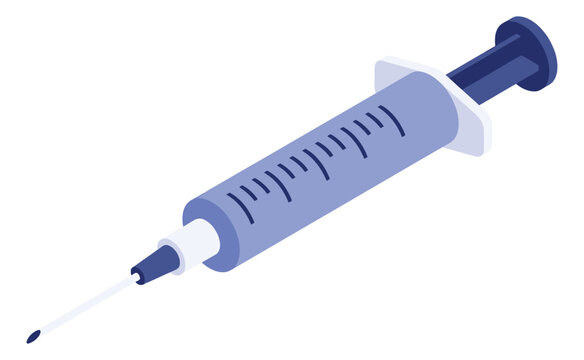 Flat illustration of a medical syringe depicting an injection tool for healthcare and pharmaceutical design