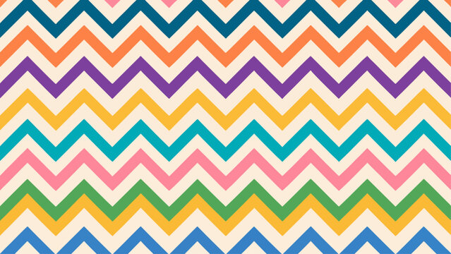 Playful zigzag background featuring colorful chevron lines in a seamless repeating layout