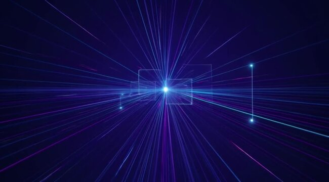 Premium E-Commerce AI Data Pulse Animation with Blue Glowing Lines and Particles