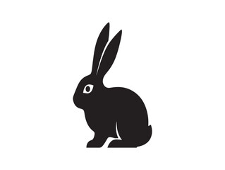 Obraz premium A black silhouette of a rabbit with long ears on a white background