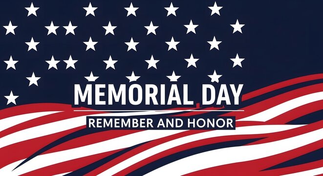 Memorial day poster with stars and stripes and a poignant message