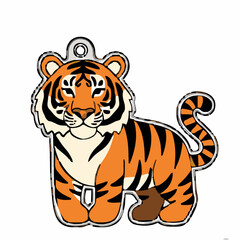 Obraz premium A cute tiger keychain on transparent background