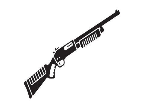 Black semi automatic shotgun with ribbed fore end and pistol grip