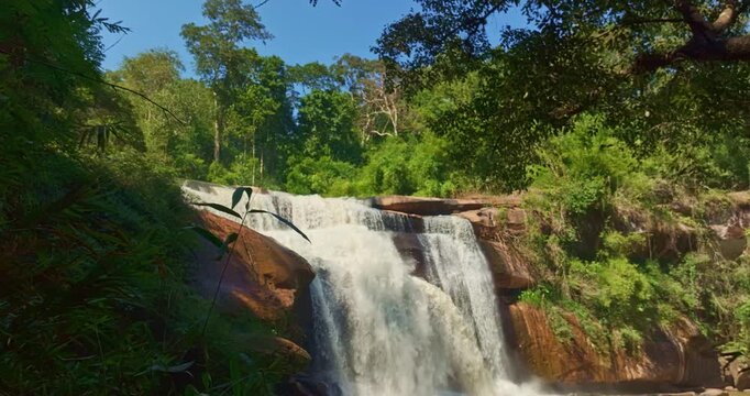 Tat Huang Waterfall, a natural border landmark between Thailand and Laos in Phu Suan Sai National Park, this serene forest waterfall showcases real Thai countryside charm and unspoiled wilderness.