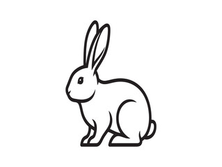 Obraz premium A simple line drawing of a rabbit in a sitting position with long ears