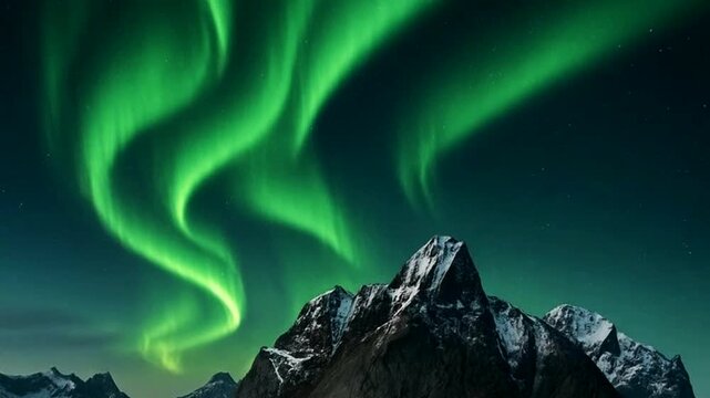 The natural phenomenon of Aurora Borealis or Northern Lights is truly stunning with its bright and contrasting neon green colors.