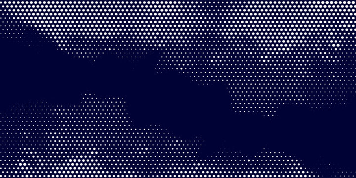 Modern blue conference banner for a deep dive into halftone and geometry blue beground
