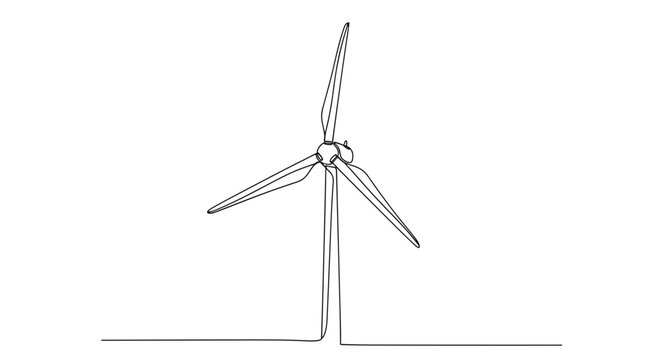 Line art of wind turbine on transparent background  