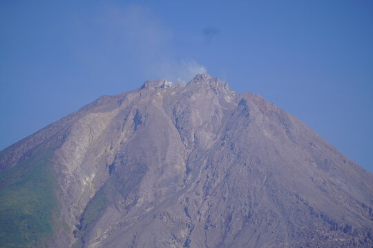 A view of Mount Sinabung, a still-active volcano located in Berastagi District, Karo Regency, North Sumatra.