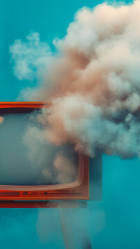 An old television with smoke coming out of it