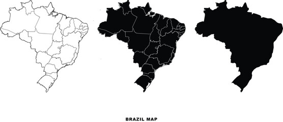 Obraz premium Brazil map with various outlines and silhouettes