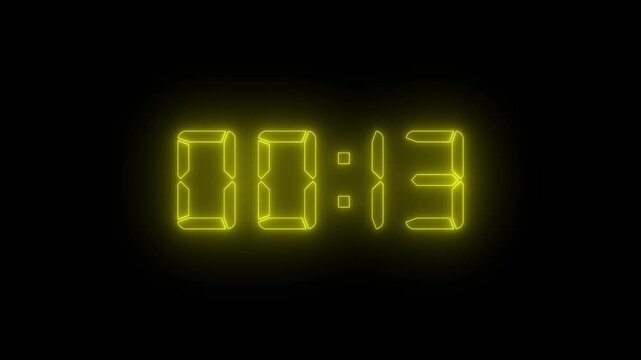 Countdown 2 minute 30s animation from 150 to 0 seconds, Glowing 150 second countdown Animation