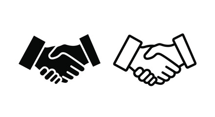 Obraz premium Two contrasting handshakes one filled and one outlined silhouette