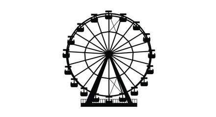 A striking black silhouette of a large ferris wheel structure © Abir