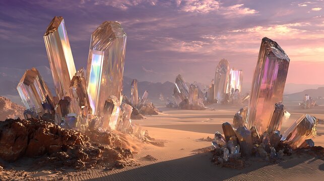 crystal unshaped rocks resting on a planet