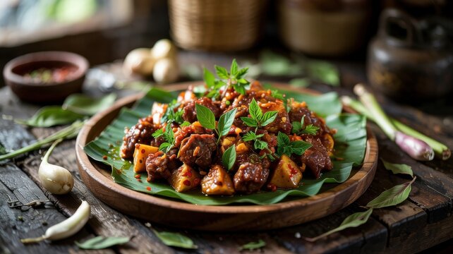 The famous Indonesian meat stew is Rendang.