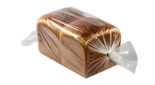 Wrapped loaf of bread plastic clear isolated on a transparent background