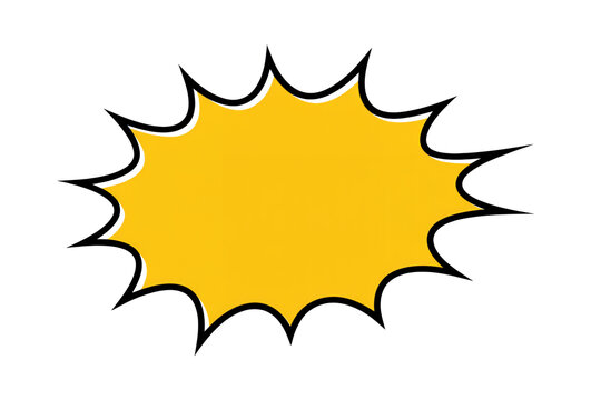 Yellow comic book explosion speech bubble isolated on a transparent background