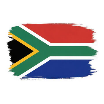 South African flag with torn edges and vibrant colors isolated on transparent background