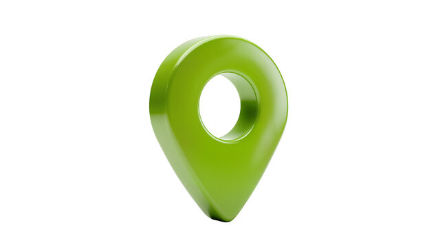 Glossy lime green map pin marker, isolated on transparent background