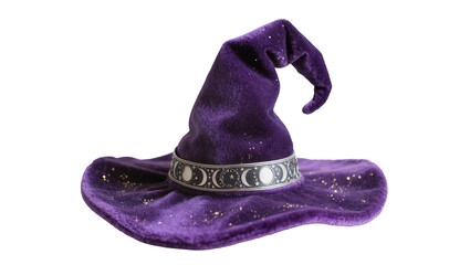 Witch hat with moon phase band, isolated on transparent background © Andrej
