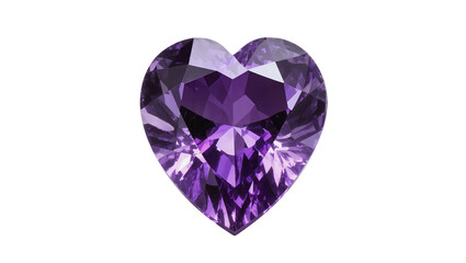 Fototapeta premium Brilliant purple faceted heart amethyst, isolated on transparent background for luxury