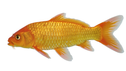 Golden orange koi fish scales and flowing fins, isolated on transparent background © Andrej