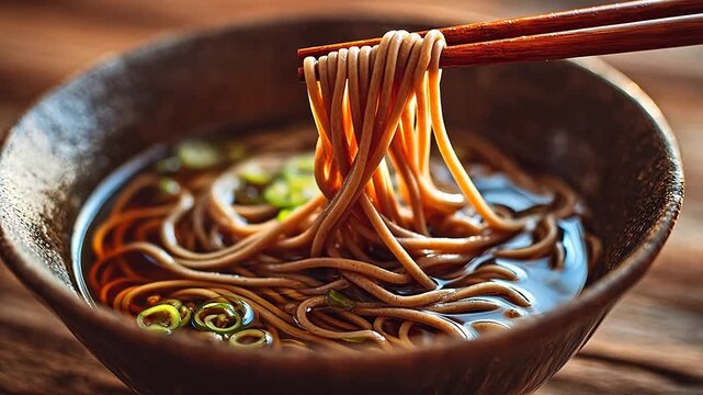 Bowl of noodles with chopsticks