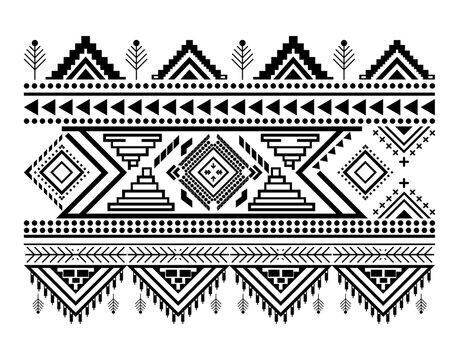 Aztec Geometric Seamless Border Pattern Tribal Ethnic Vector Design